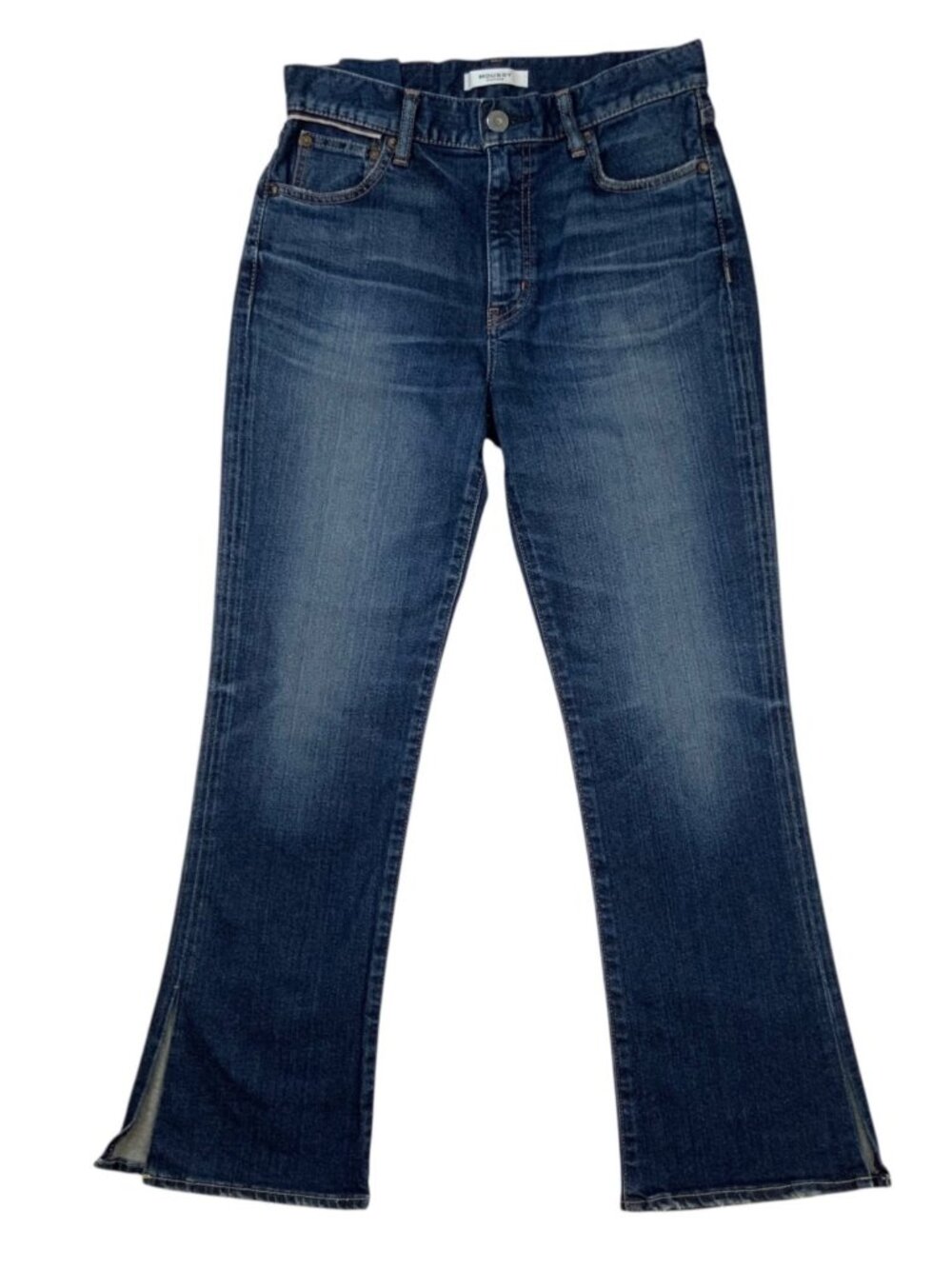 Moussy Glendora Flare Jeans 26 Blue Split Cuff High Rise